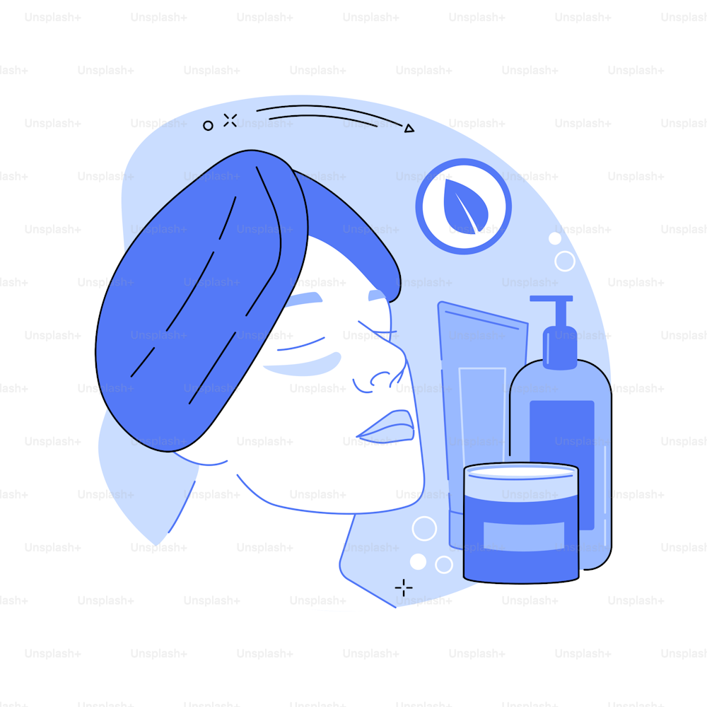 Skincare abstract concept vector illustration. Skin therapy, green cosmetic product, body care lotion, facial cream, serum oil, face cleansing and hydrating, spa treatment abstract metaphor.