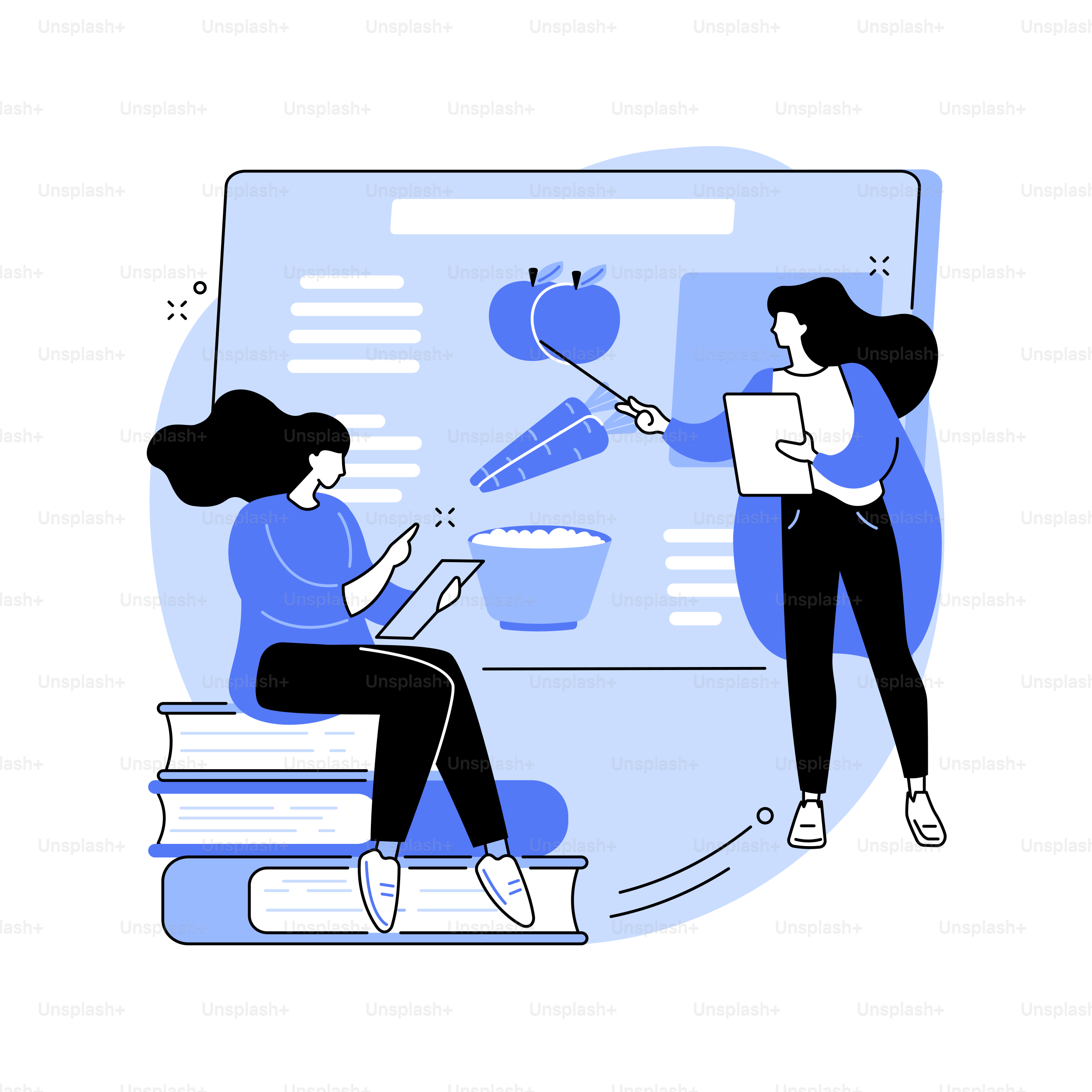 Health and nutrition workshop abstract concept vector illustration. Healthy eating workshop, nutrition habits corrective, preventive children care, learn cooking, losing weight abstract metaphor.