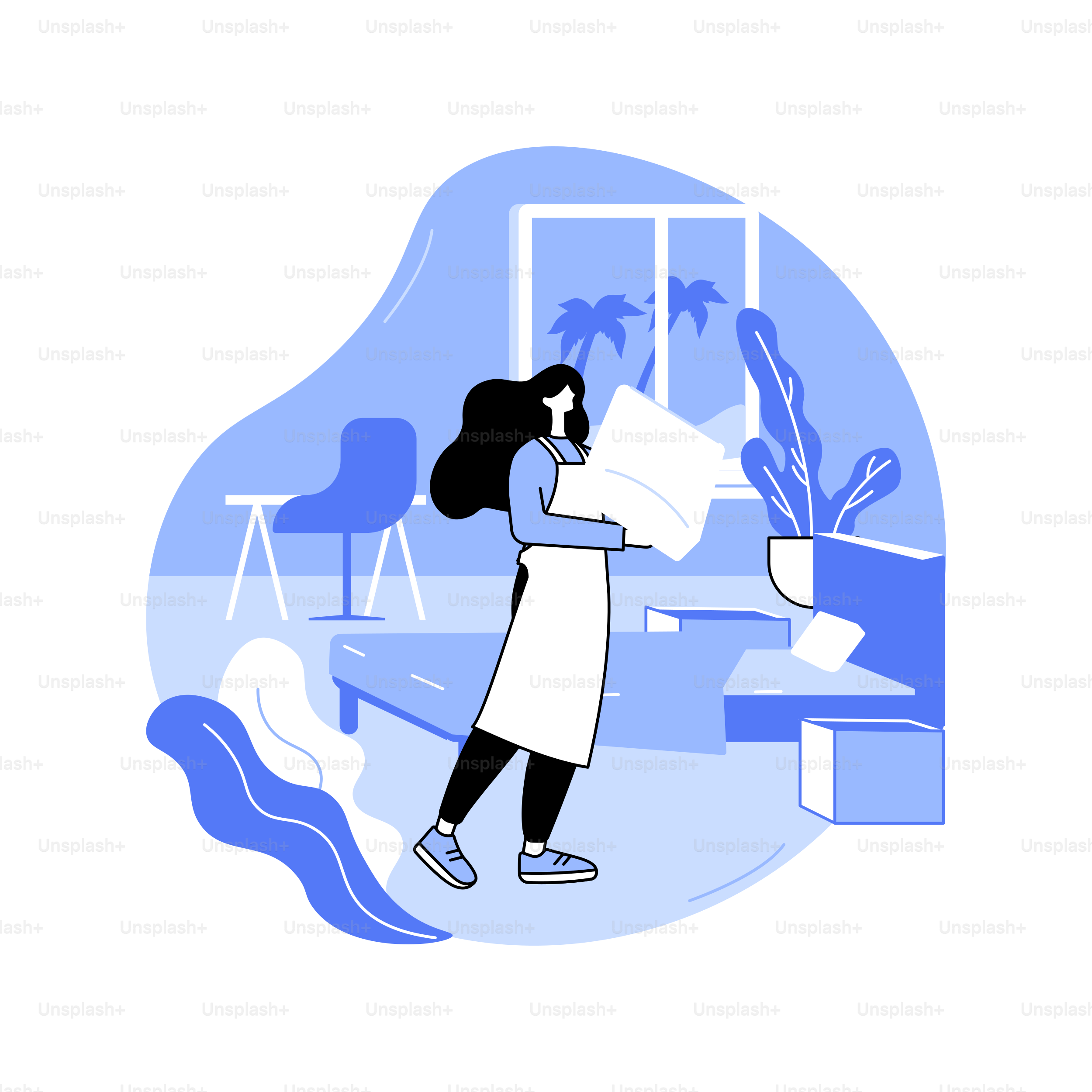 Housekeeping isolated cartoon vector illustrations. Housekeeper in uniform making bed in hotel room, hospitality business, professional people, cleaning service, chambermaid job vector cartoon.