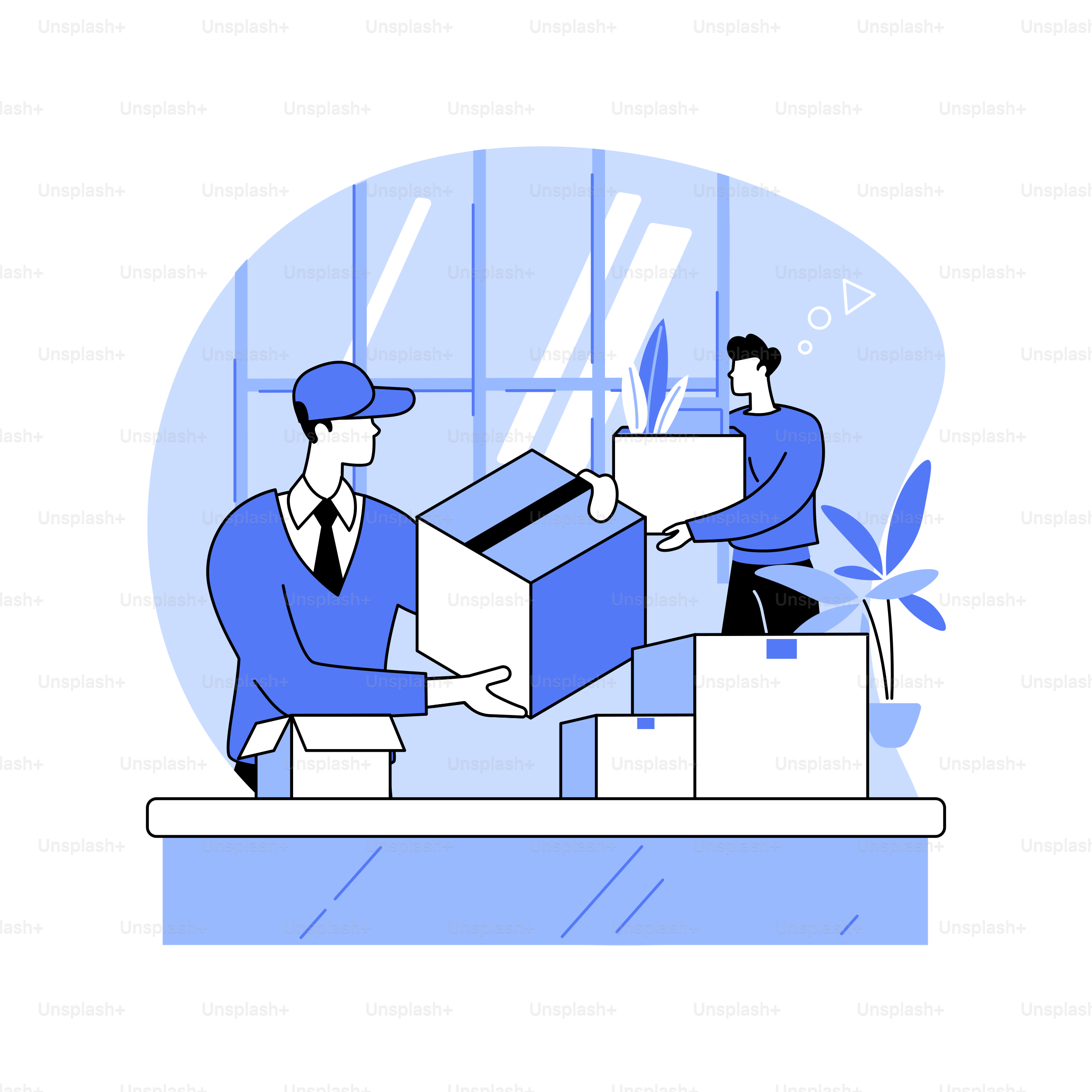 Packing belongings isolated cartoon vector illustrations. Man from professional moving company provide packaging, small business, full service movers, relocation idea vector cartoon.