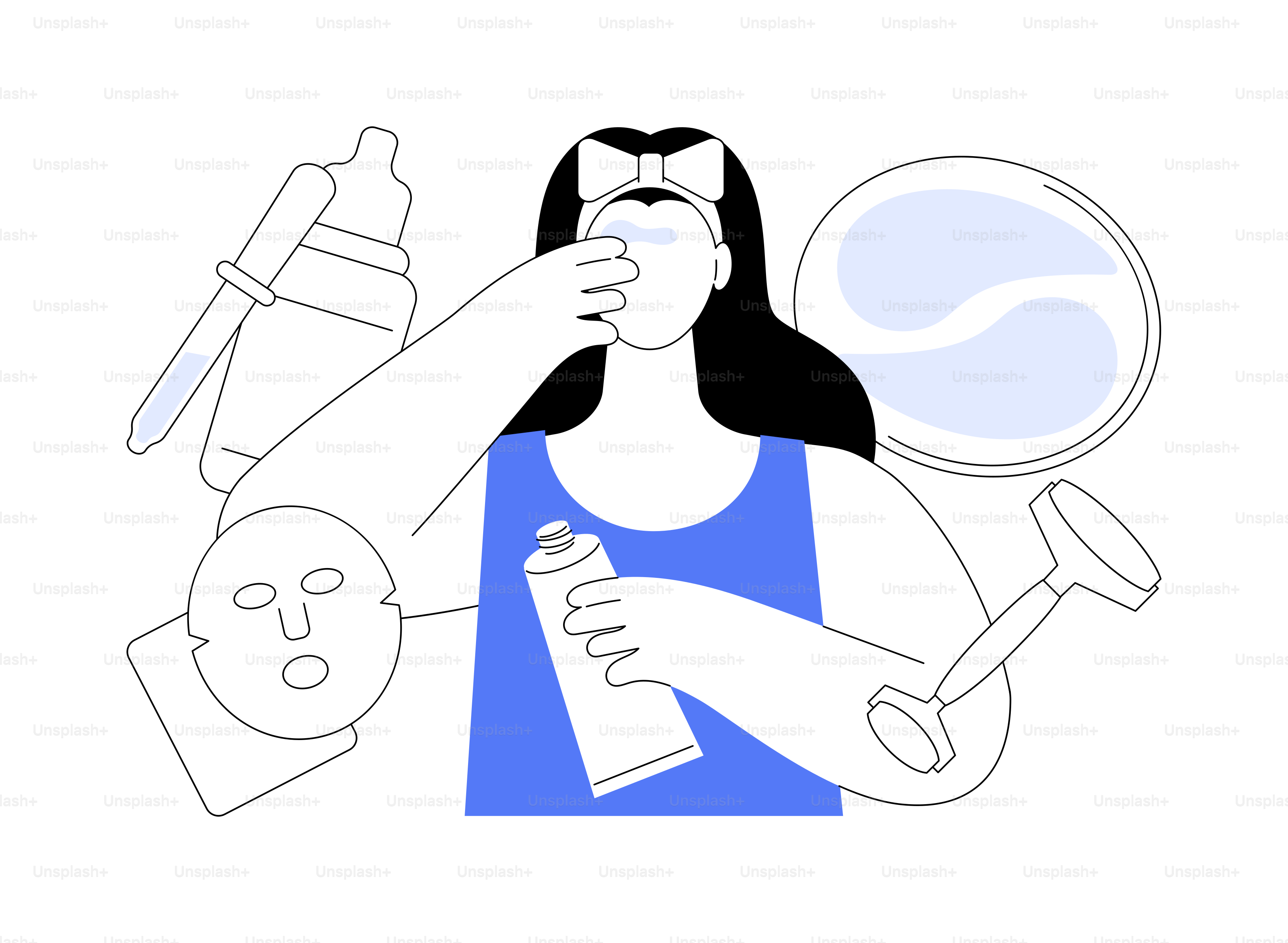 Hautpflege: abstraktes Konzept, Vektorillustration. Hauttherapie, grünes Kosmetikprodukt, Körperpflegelotion, Gesichtscreme, Serumöl, Gesichtsreinigung und Feuchtigkeitsspendung, Spa-Behandlungs-Abstract-Metapher.