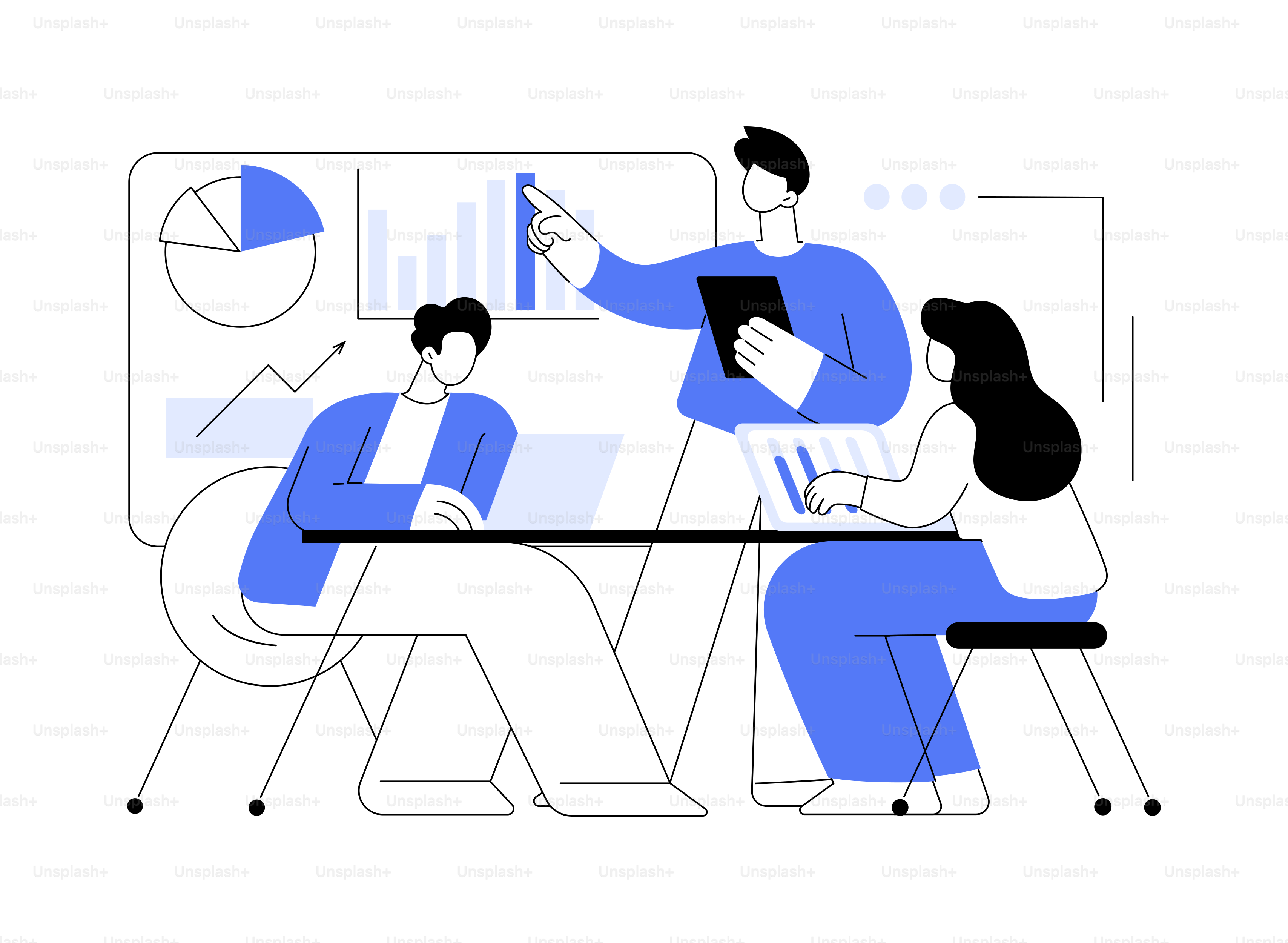 Illustration vectorielle de concepts abstraits rencontrés. Salle de réunion professionnelle, organisation de conférence, signature de contrat, discussion au travail, brainstorming, métaphore résumée de présentation d’entreprise.