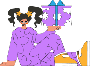 La fille tient un cadeau à la main. Cadeau de fête.