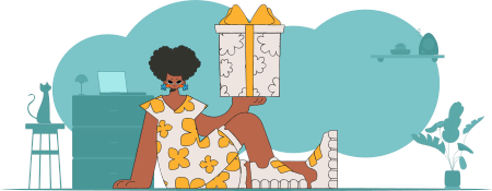 La fille tient une boîte avec des cadeaux dans ses mains. Style tendance.