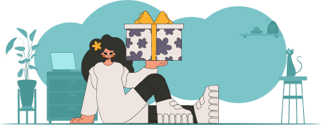 La fille tient une boîte cadeau dans sa main. Style tendance.