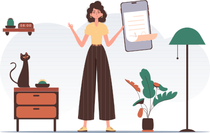 Concept de protection des données. Contrat intelligent. La fille tient un contrat ou un document. Style mode personnage.