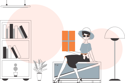 The woman is holding a parcel. The concept of the delivery of goods and parcels. Linear style.