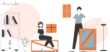 Courier team. Delivery concept. Linear modern style.