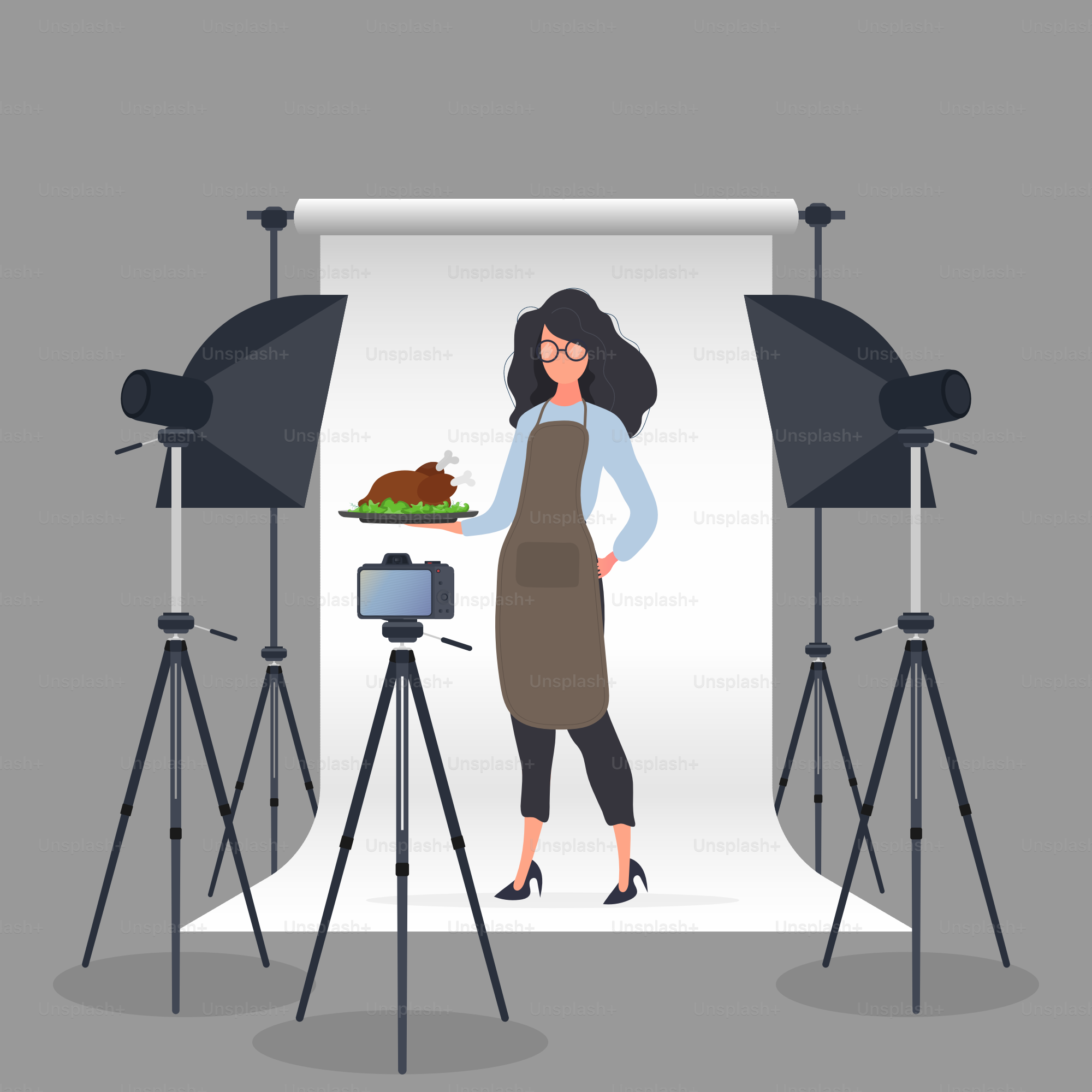 Il concetto di blog culinario o vlog. Vettore.