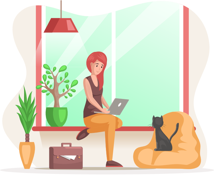Femme freelance, étudiante assise chez elle avec un ordinateur portable. Je travaille depuis le télétravail. Jeune femme assise sur le rebord de la fenêtre avec un ordinateur, en train de travailler. Employé de bureau effectuant des tâches à distance avec une tablette