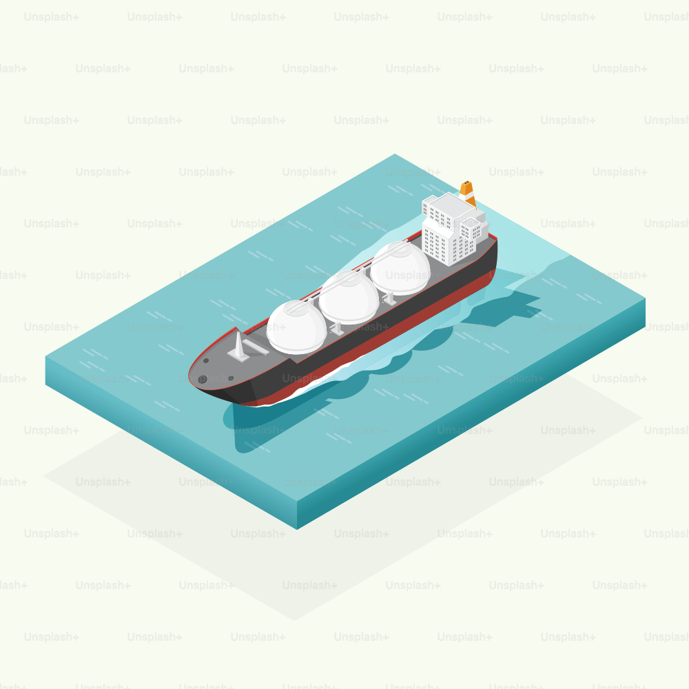 海上輸送における等尺性石油タンカー船、輸送貨物輸送。イラストベクター画像