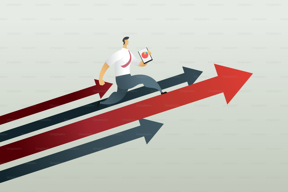 Running to path to achieve a target, business concept Vector illustration