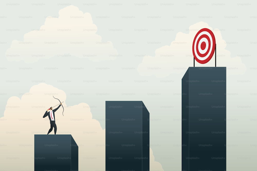 Business people aiming the target on graph. Concept business, vector illustration.