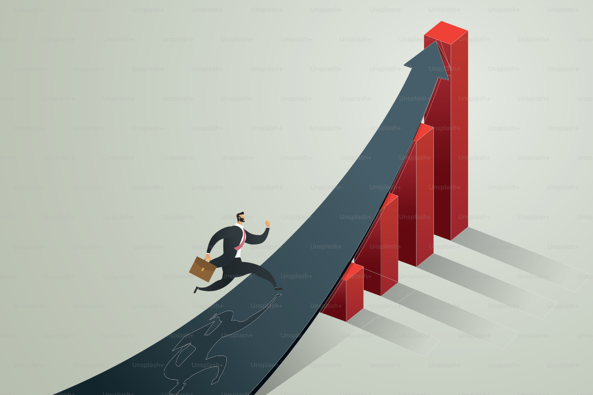 Businessman running to arrow to achieve a target and growth business,  concept Vector illustration