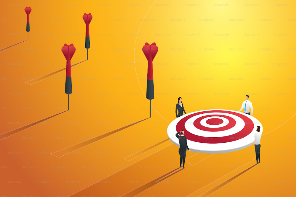 Business people missing the target and not success. illustration Vector