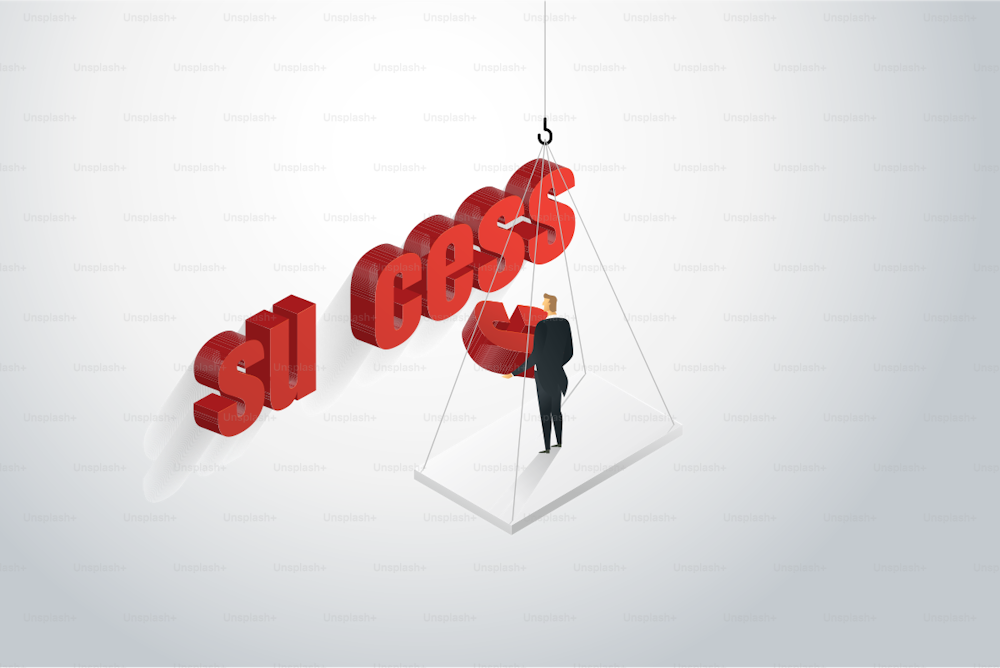 Businessman assembling word success. Business concept illustration Vector