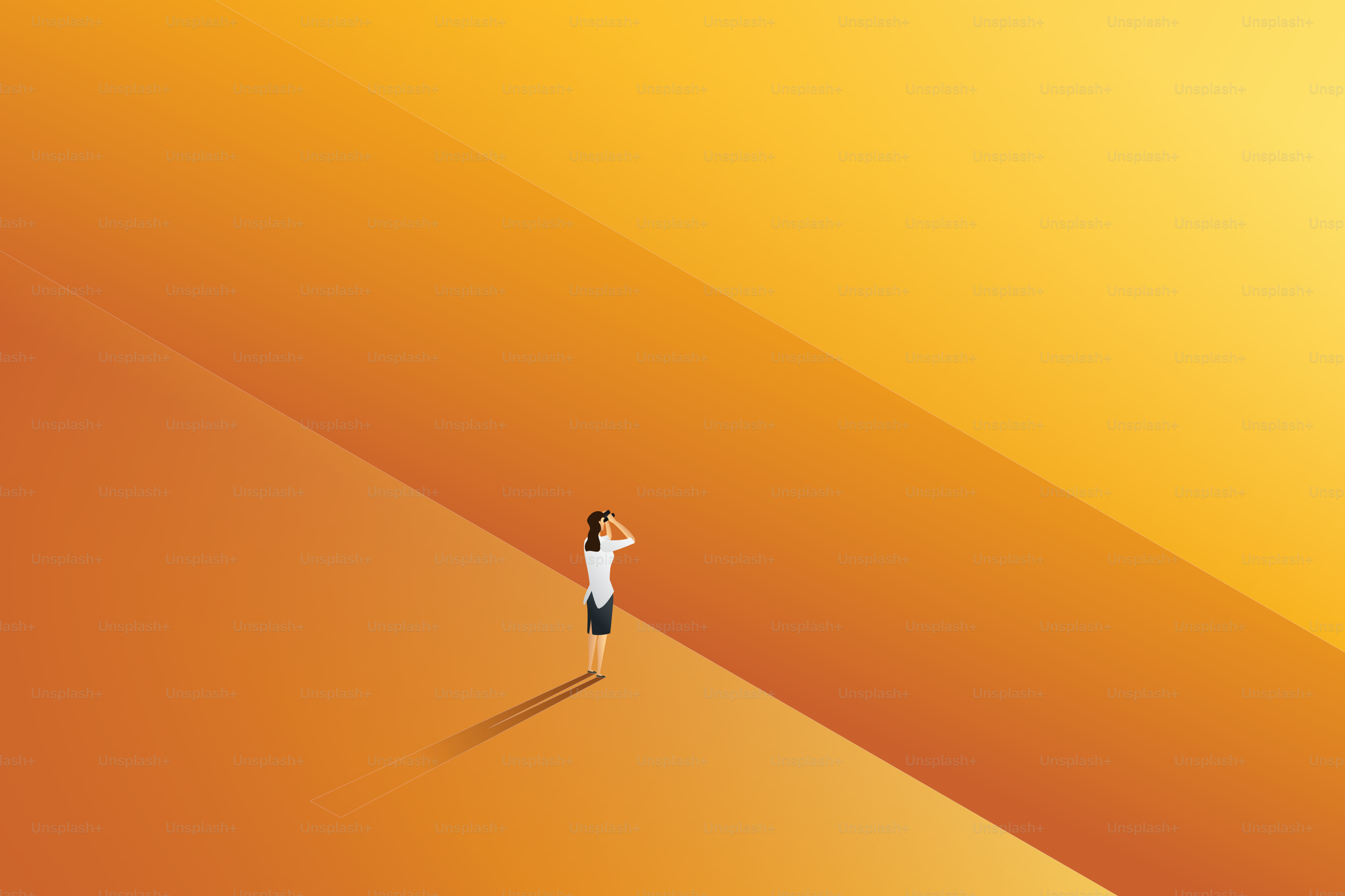 双眼鏡で投資機会と成長を見ている実業家。ベクターイラスト