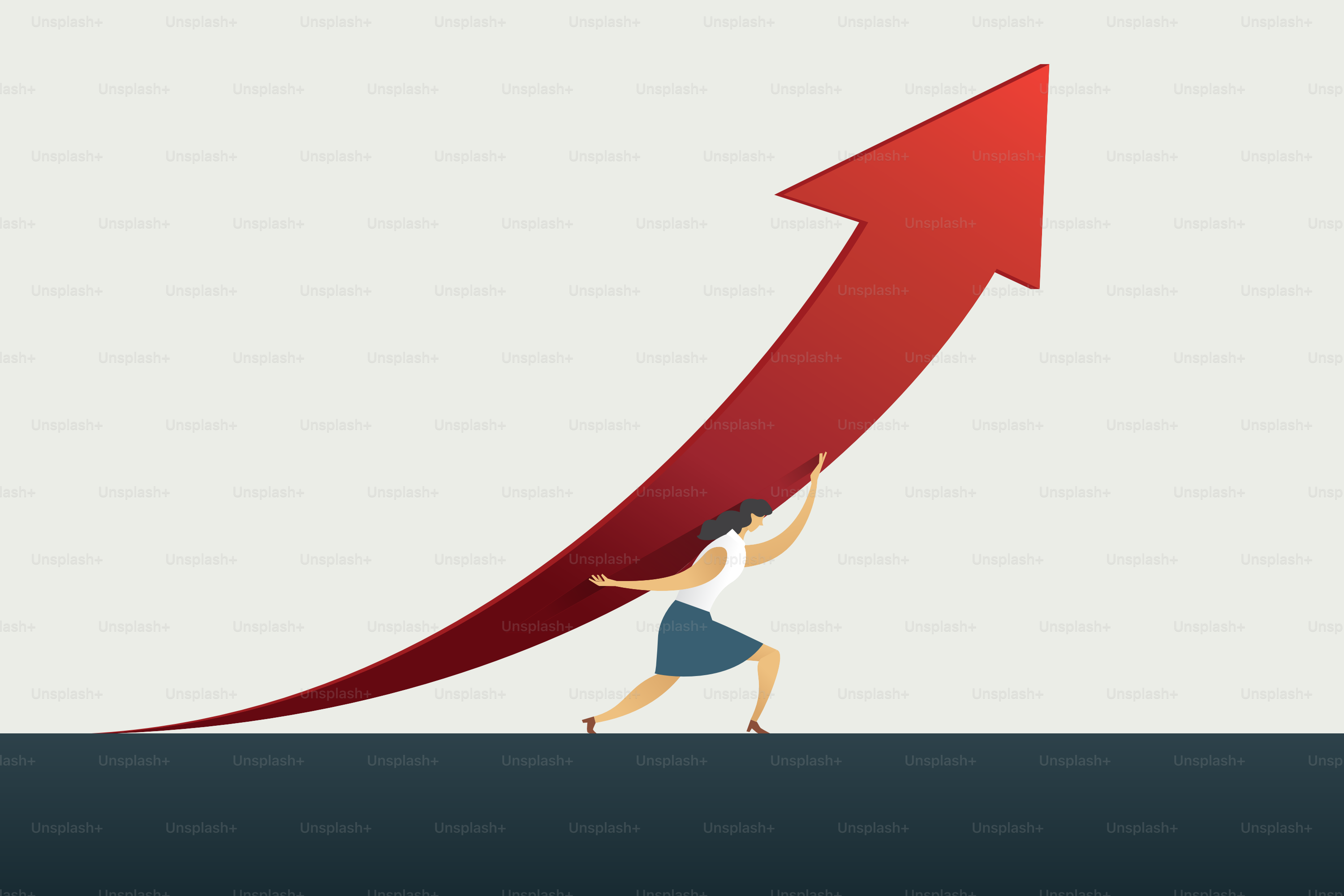 Businesswoman leader holding arrow up path to goal or target in business, success. illustration Vector