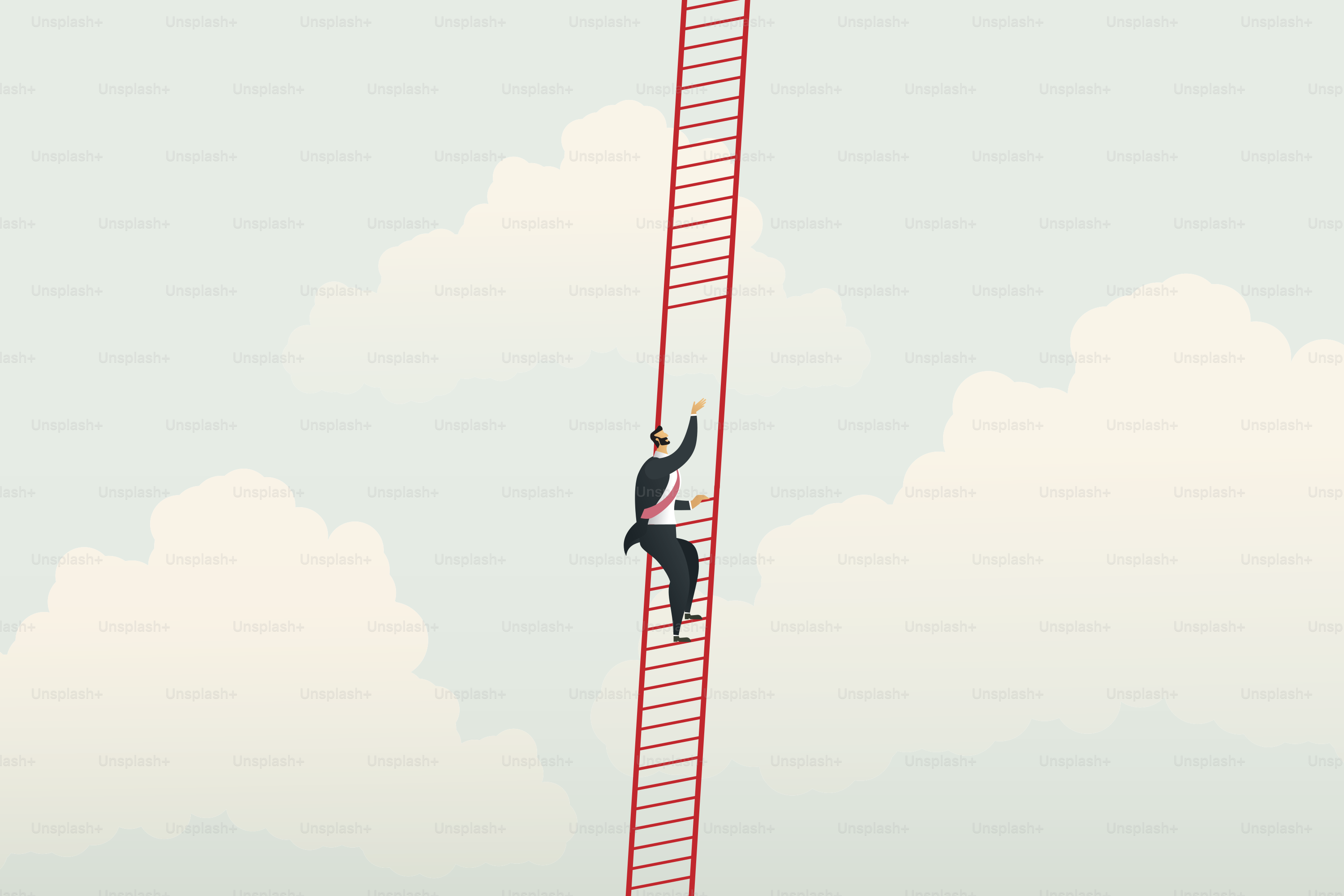 Businessmen lack opportunities for career growth, busines inequalit. Businessmen cannot climb the stairs further. illustration vector