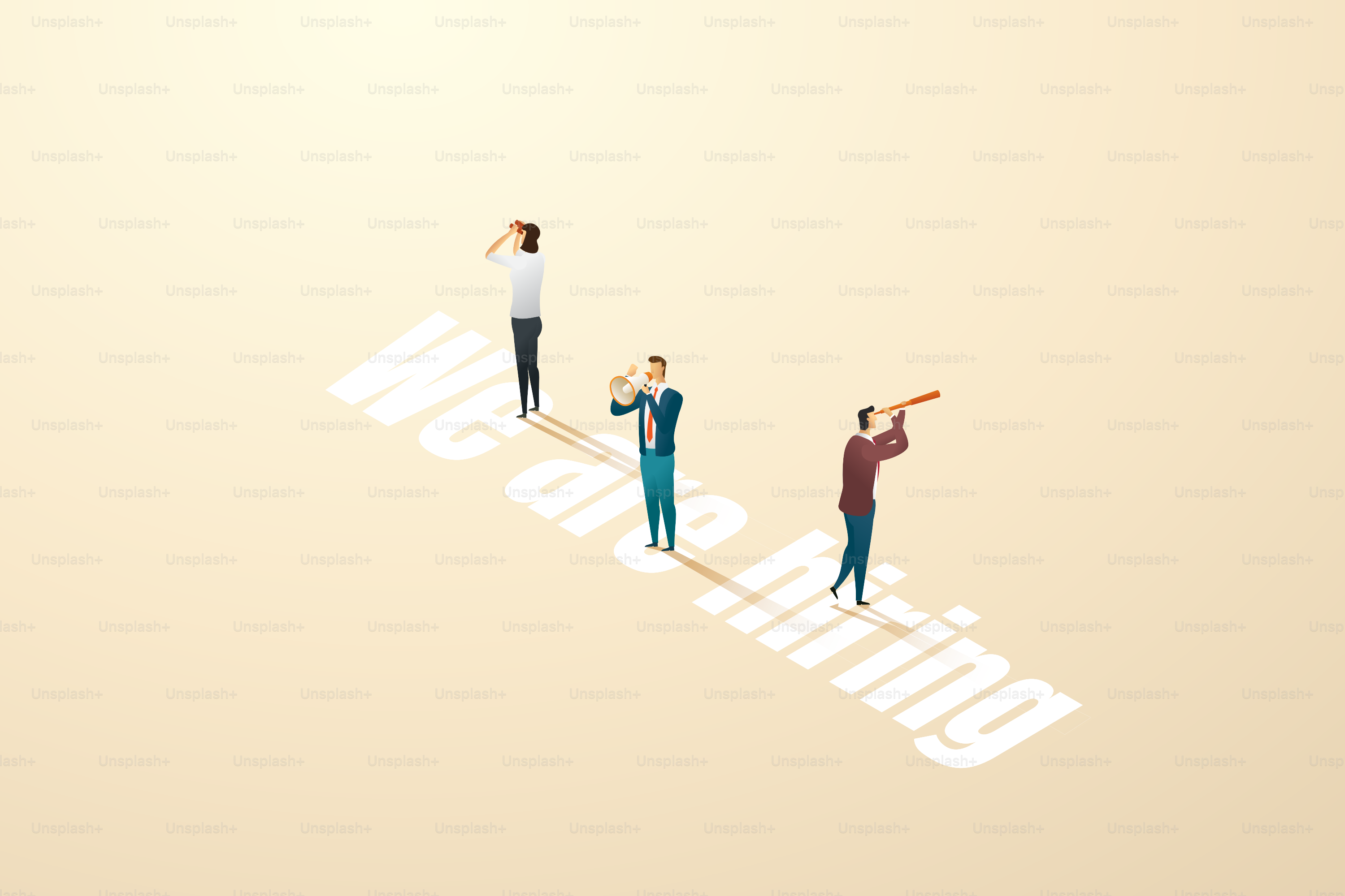 Group of office recruiters who are searching for candidates. New people or employee. isometric illustration vector.