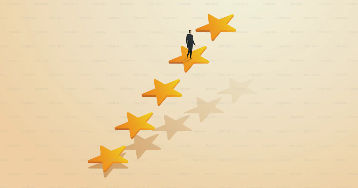Businessman steps towards success or outstanding employee positions ...