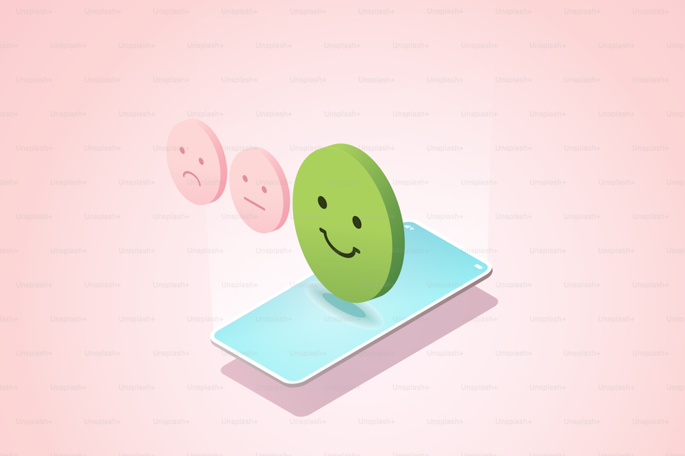 Happy face emoticon customer experience rating satisfaction survey Great feedback for customer products and services. isometric vector illustration