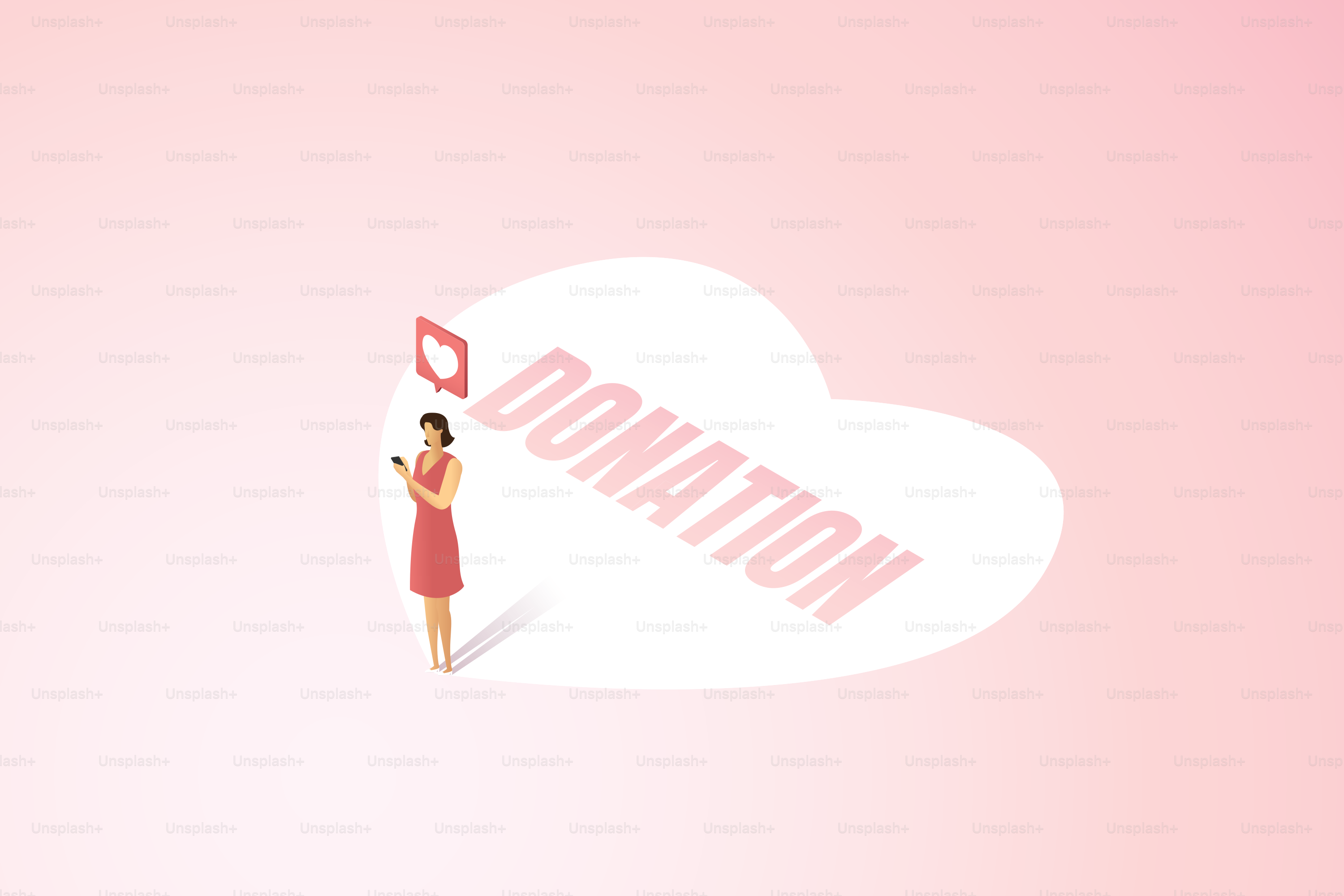 Woman donating money via smartphone online Charity fundraising for donations on mobile applications. Isometric vector illustration