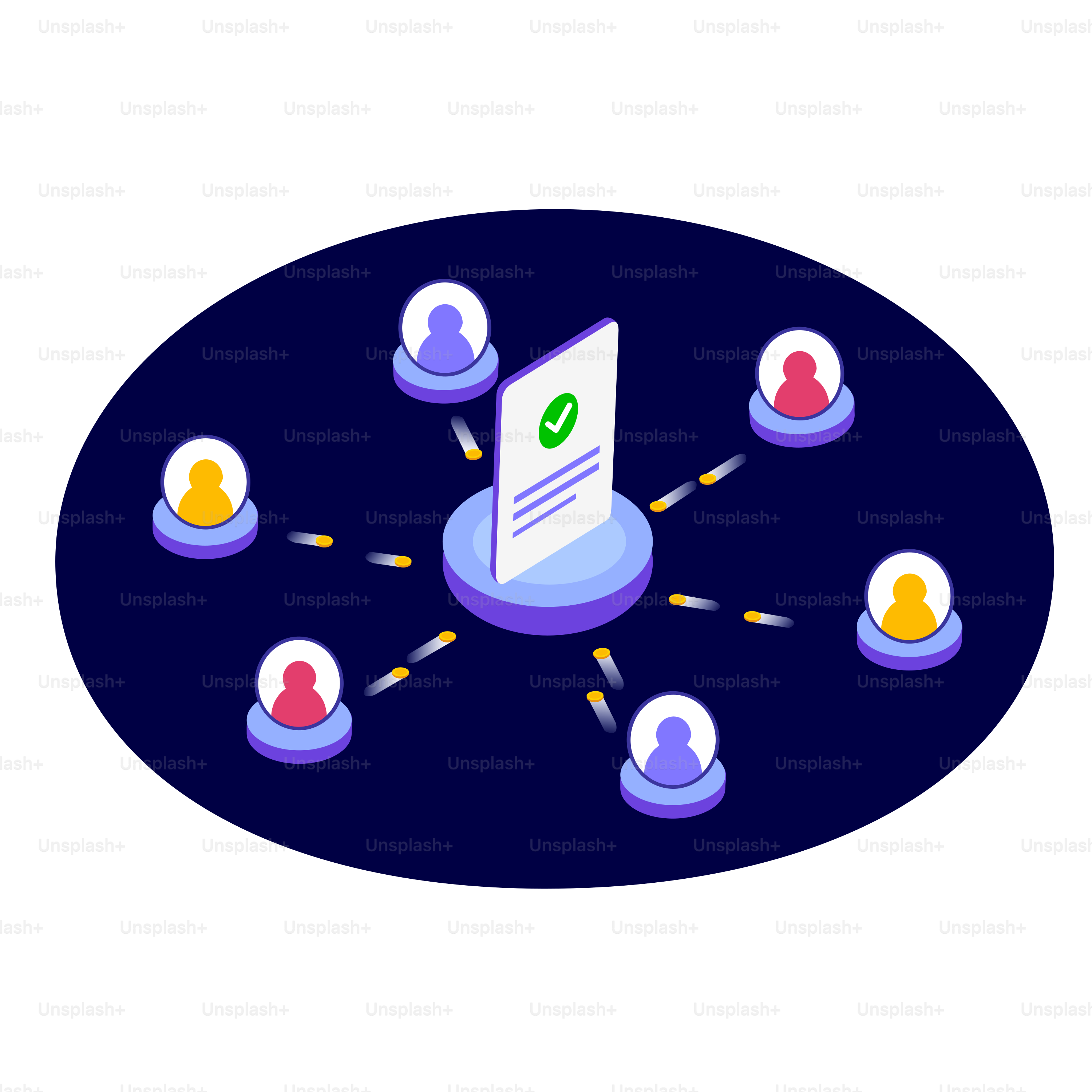 블록체인 혁신 기술 협약 비즈니스 개념. 암호화폐의 스마트 보안, 접근성, 그리고 암호화폐 스타트업과의 협약. 첨단 기술 평면 벡터  일러스트레이션. 기하학적 설계 벡터 – Unsplash의 디지털 이미지