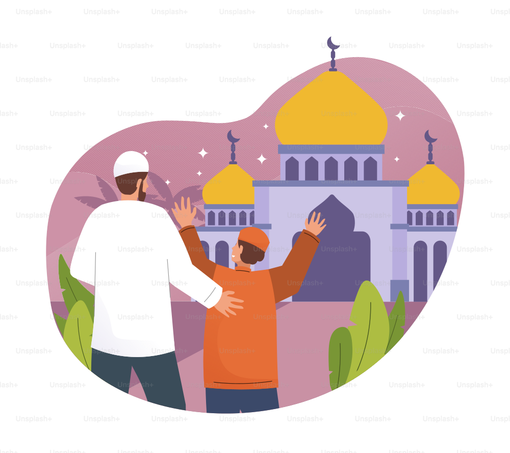 Ramadán kareem ilustración plana de dibujos animados