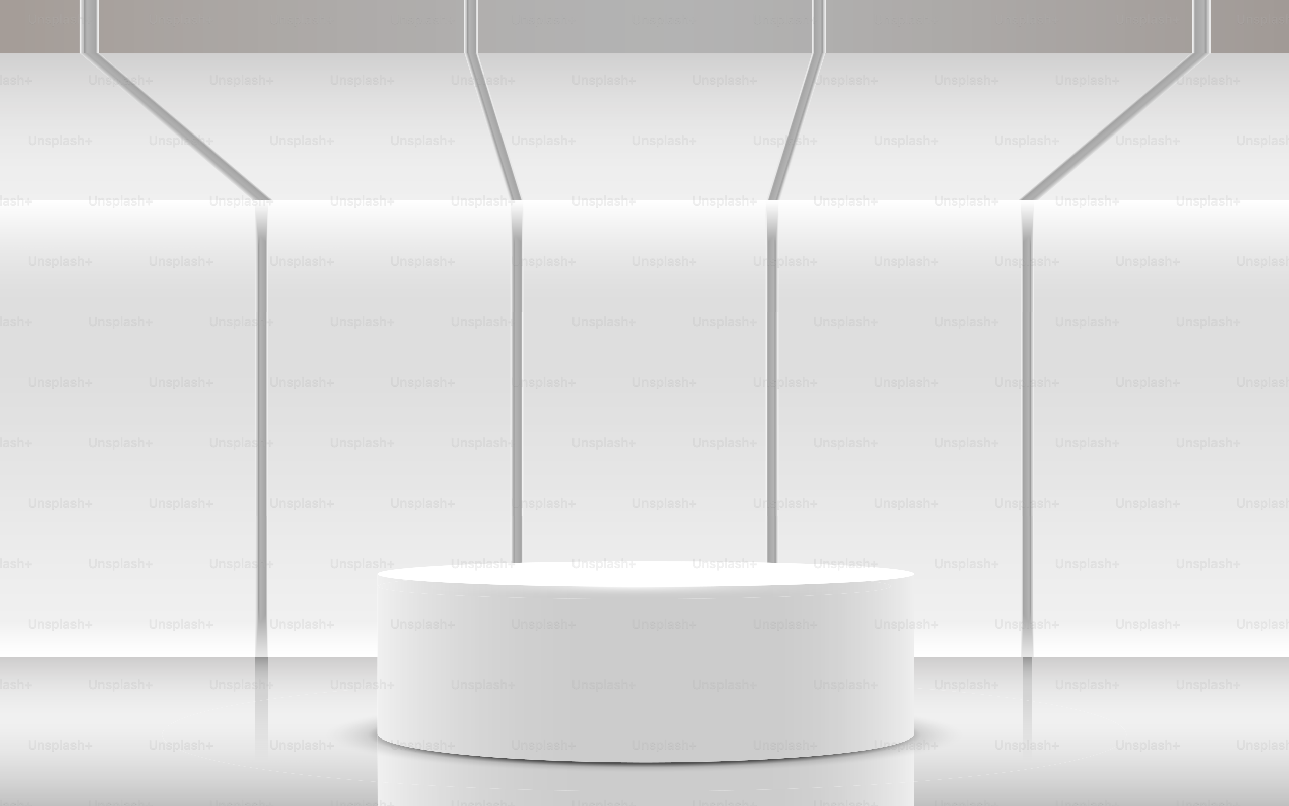 white podium in the white studio room