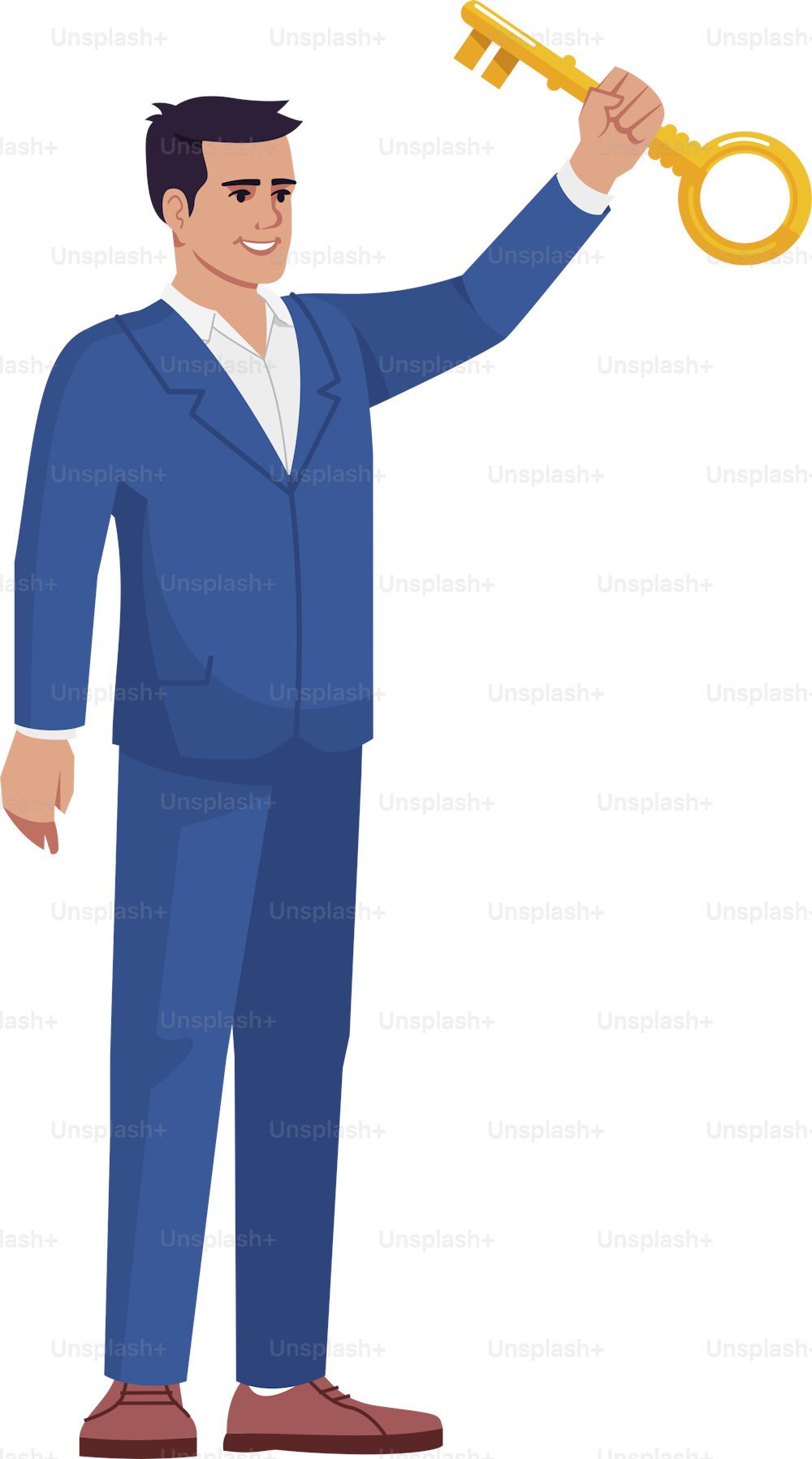 Business success mentorship semi flat RGB color vector illustration. Businessman sharing key secrets isolated cartoon character on white background. Finance expert, motivational speaker concept