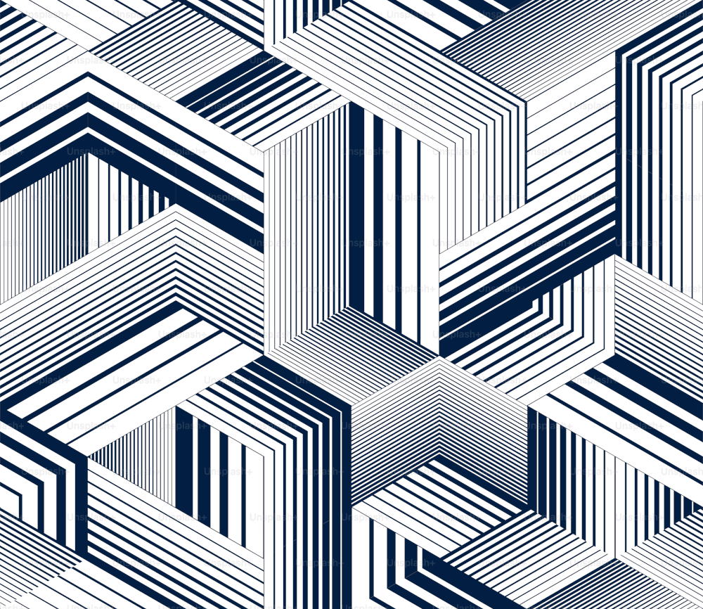 シームレスな立方体のベクター画像の背景、タイルパターンを繰り返す罫線入りボックス、3Dアーキテクチャと建設、幾何学的デザイン。
