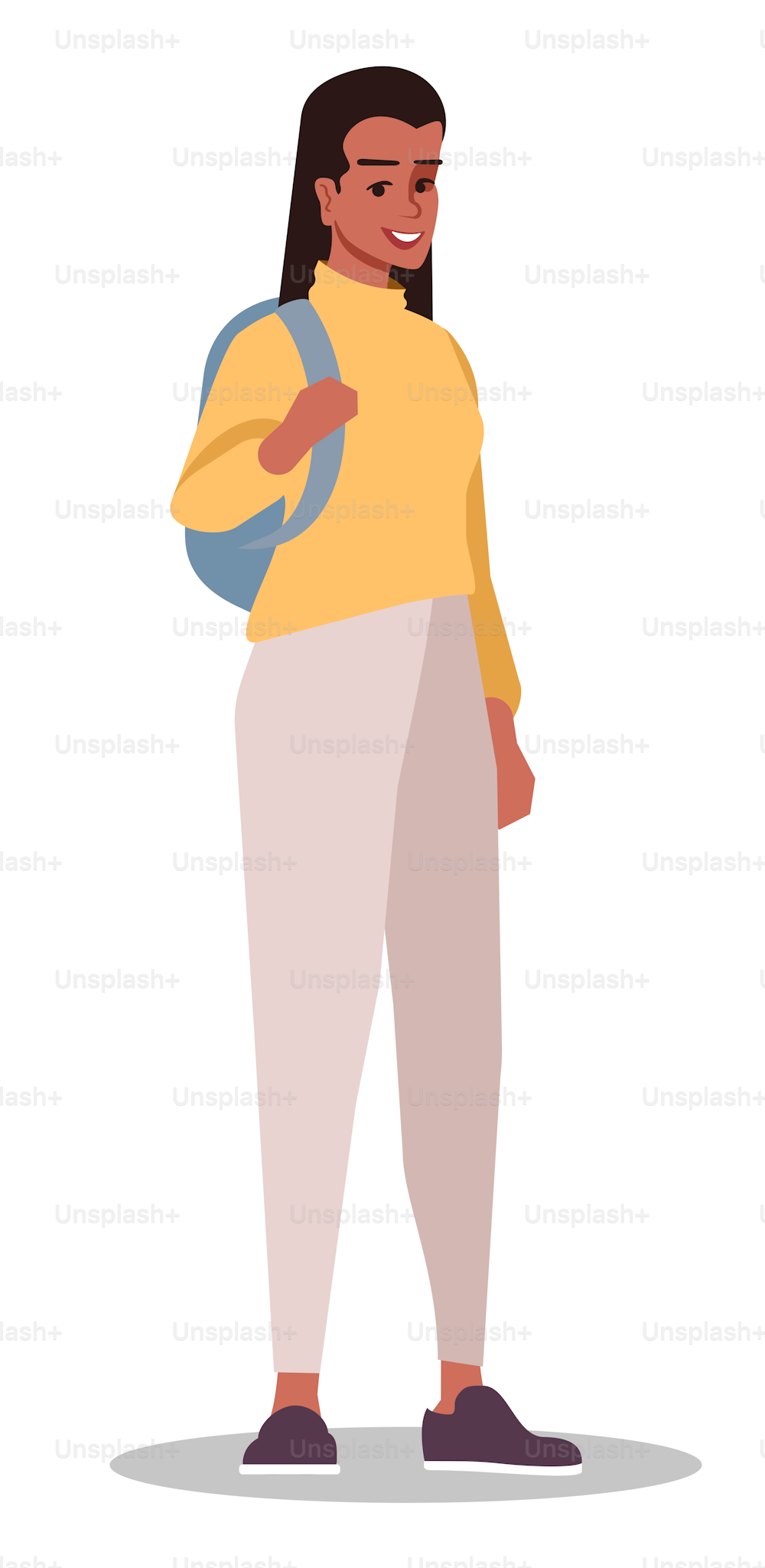 Choosing comfy clothes for travel semi flat RGB color vector illustration. Beautiful woman with backpack isolated cartoon character on white background