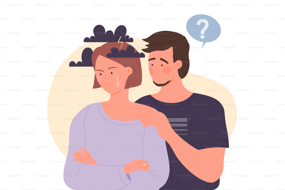 Relationship problems and difficulties. Couple conflicts and divergences flat cartoon vector illustration
