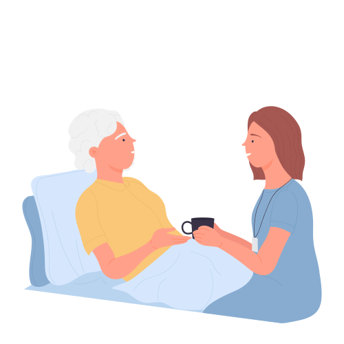 Nursing elderly house. Retired seniors people care and support vector illustration