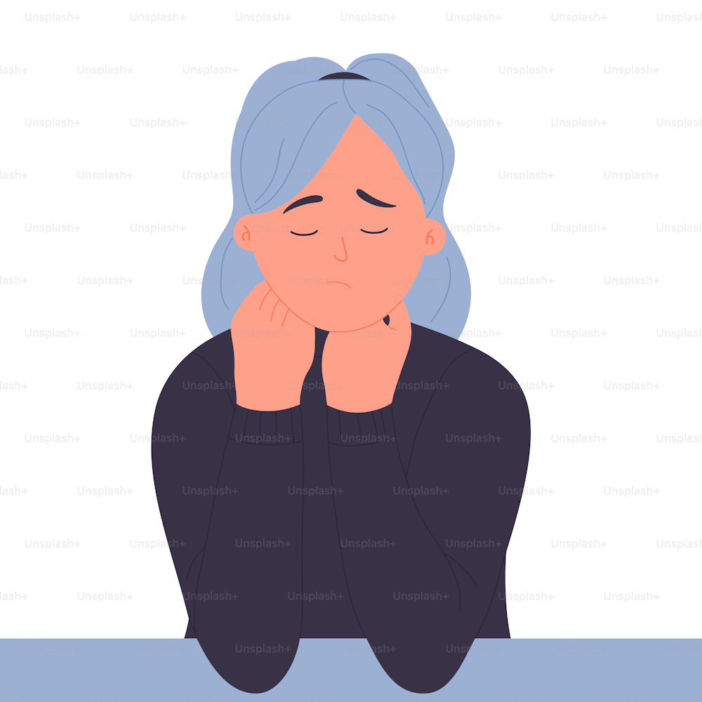 Sad disappointed young lady. Teenager depression and anxiety problems vector illustration