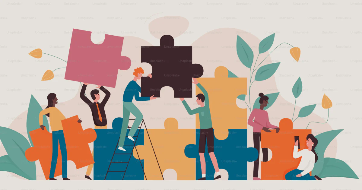 Build Together Graphics Community of business people building teamwork and cooperation. Cartoon ...