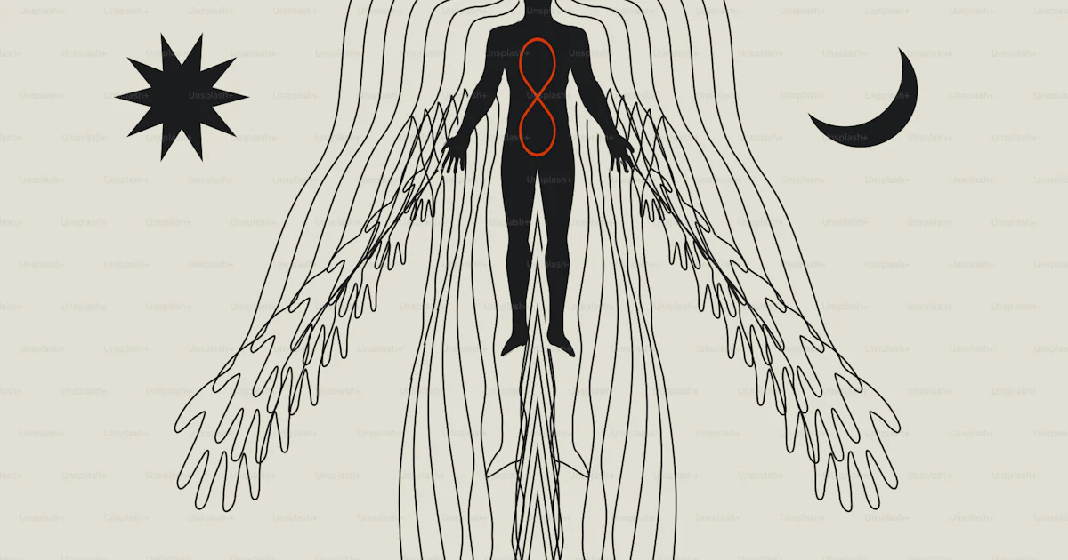 Conceptual esoteric illustration of the human body and soul. Deep ...