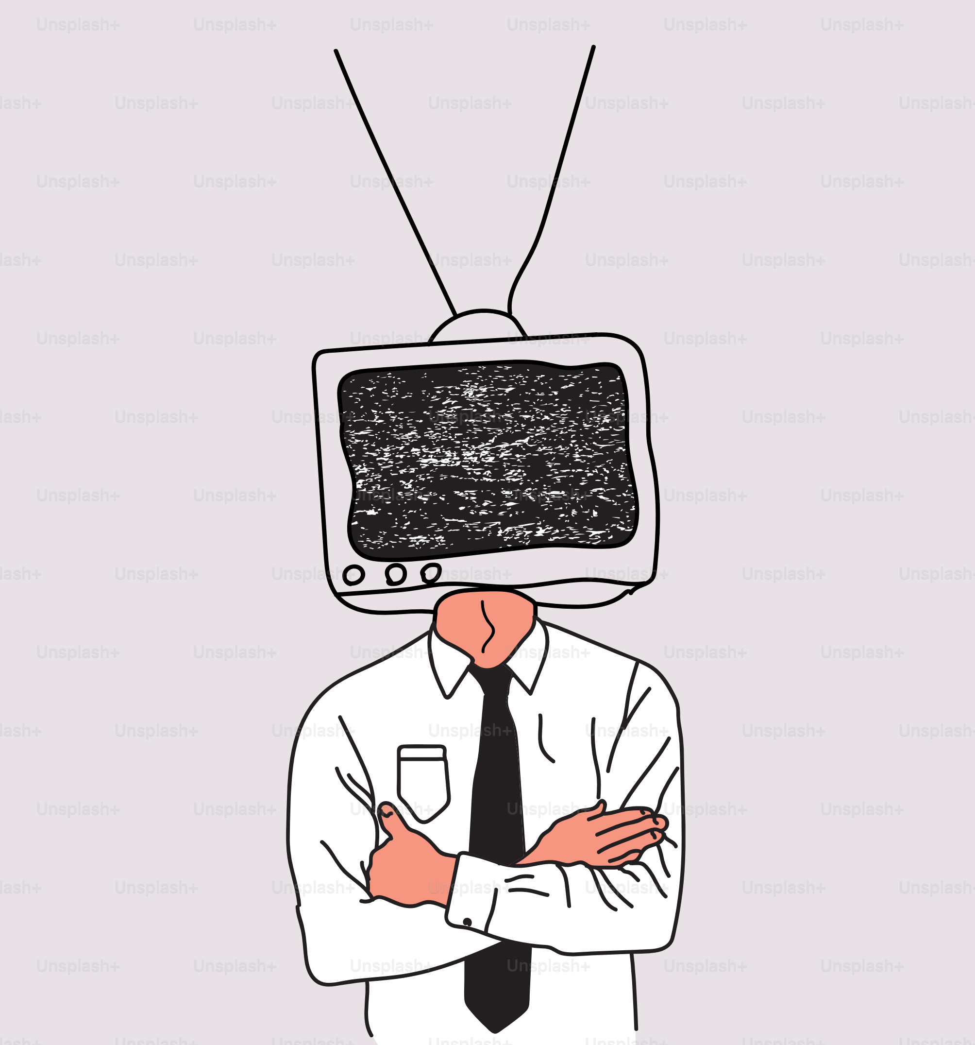 Propaganda o video blogging illustrazione concettuale con un uomo con una TV invece di una testa isolata su uno sfondo chiaro. Illustrazione vettoriale eps 10