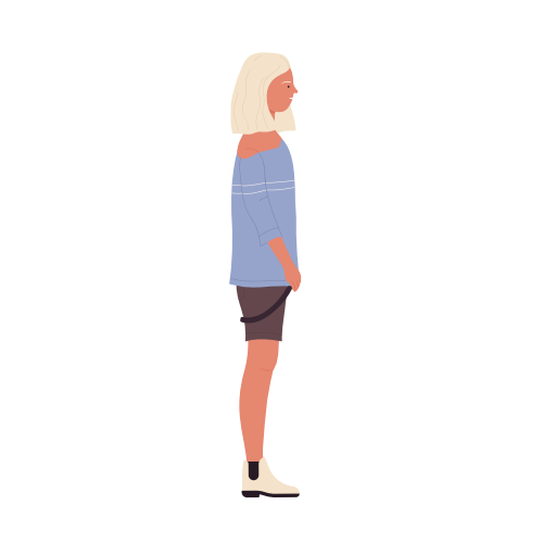 Ansicht der Seite des stehenden Party-Mädchens. Fröhliche Partyfrau, liebevolle Tanz-Vektorillustration