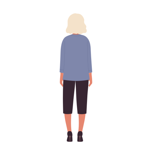 Back view of standing woman teacher. School female lecturer, lesson professor vector illustration