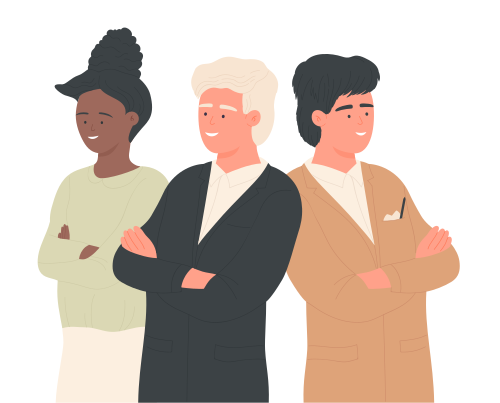 Confident people of business team. Teamwork collaboration, common goal vector illustration