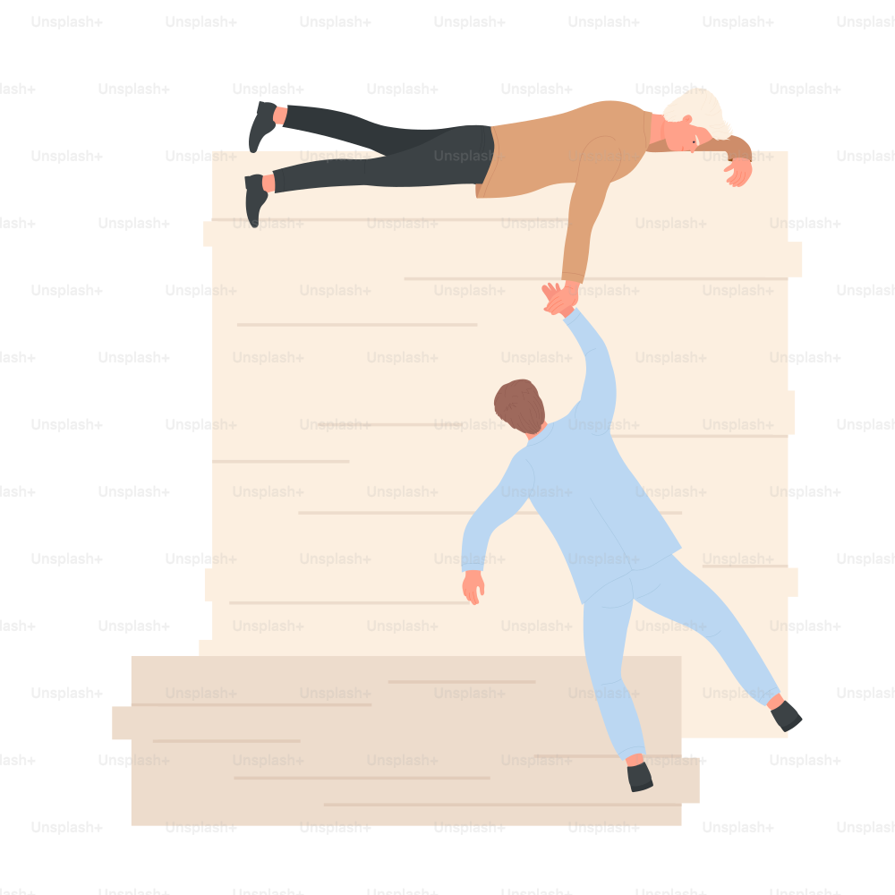 Team people helping each other. Effective teamwork, common working strategy vector illustration