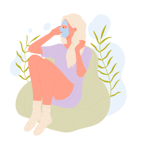 Face skincare mask. Beauty cosmetics routine, cleansing body products vector illustration