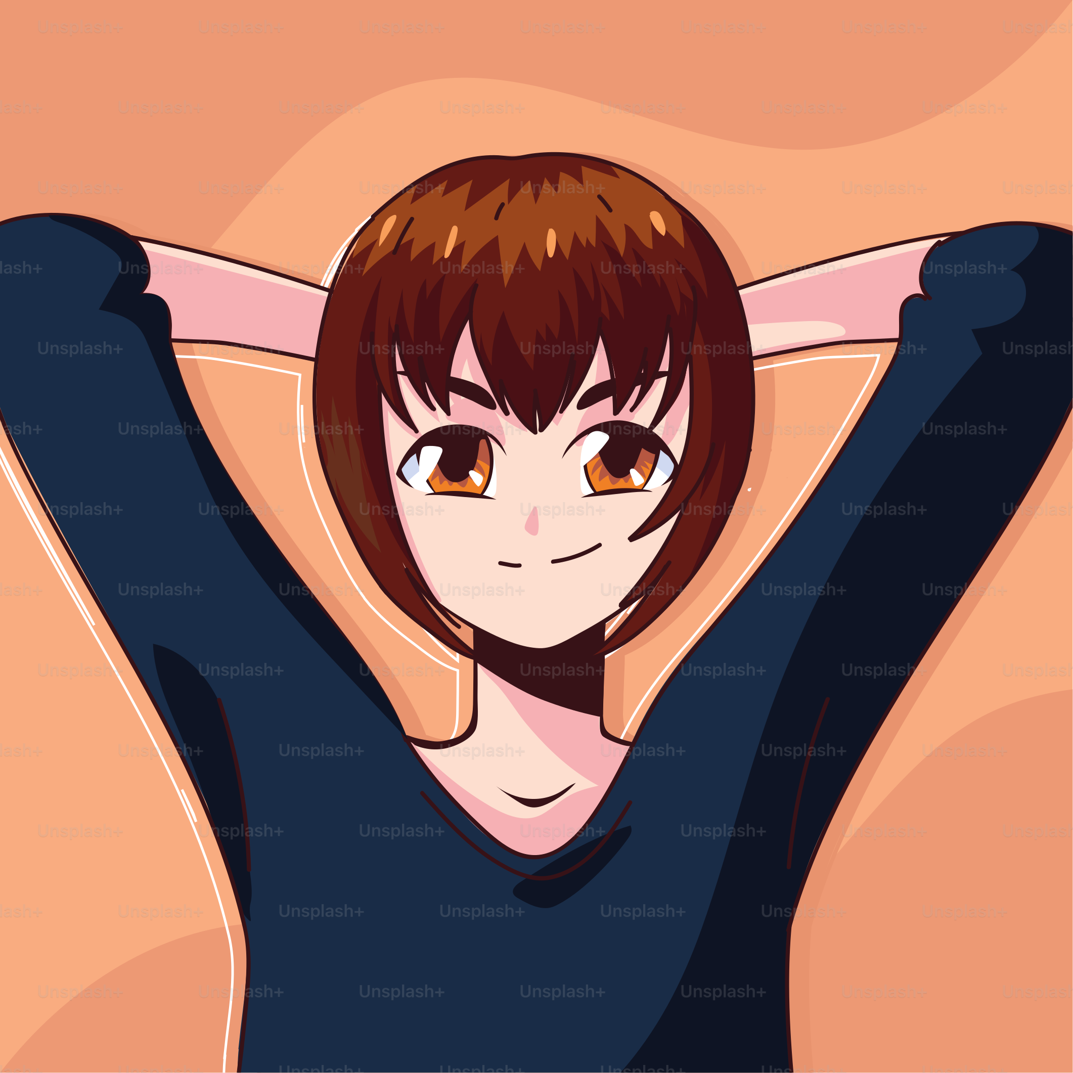 Ragazzo manga con capelli castani e maglione nero