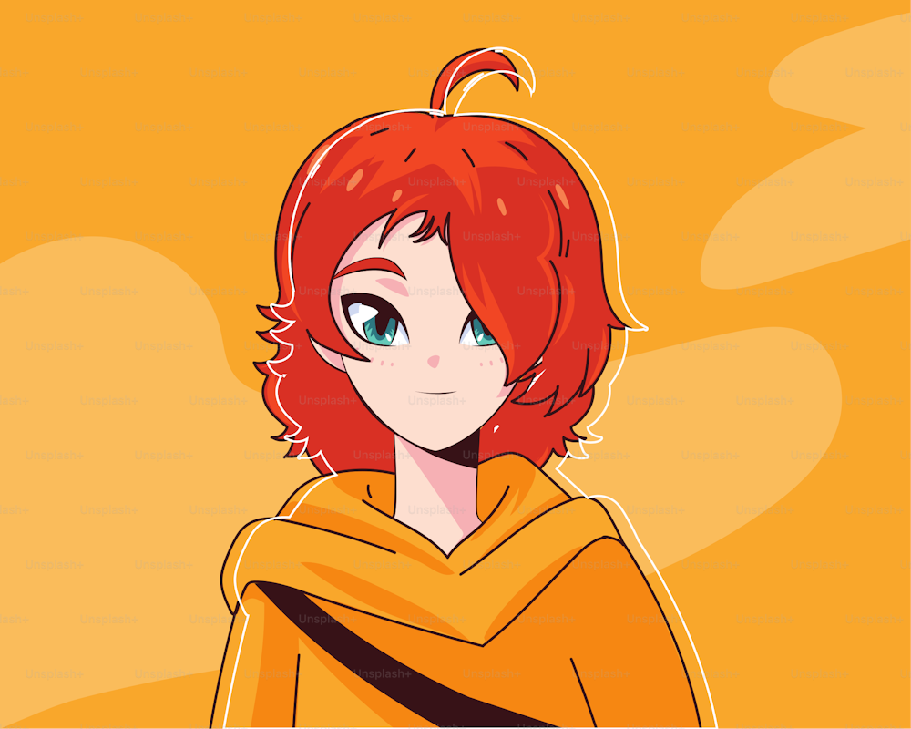 manga woman cartoon with red hair