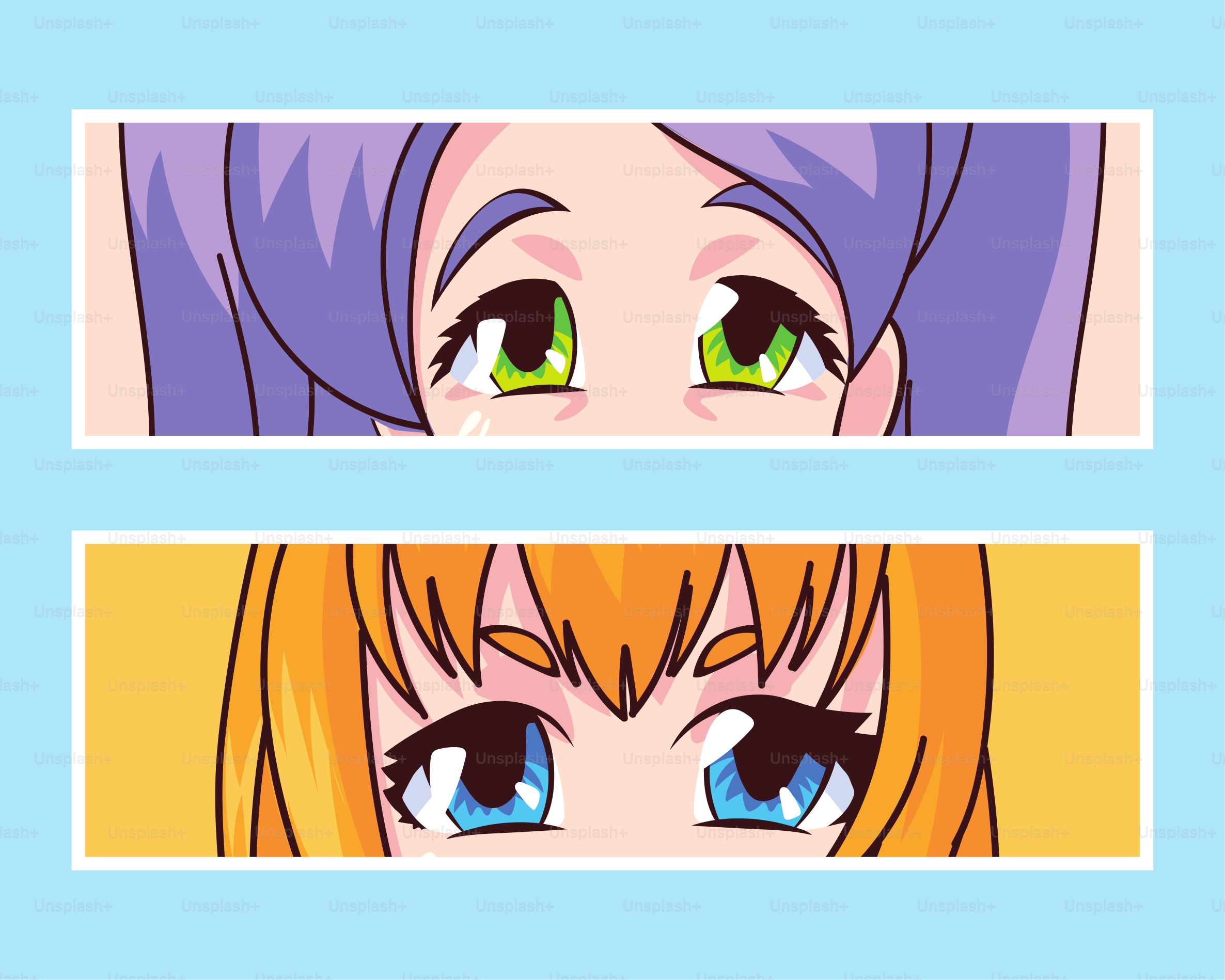 manga women cartoons eyes banners