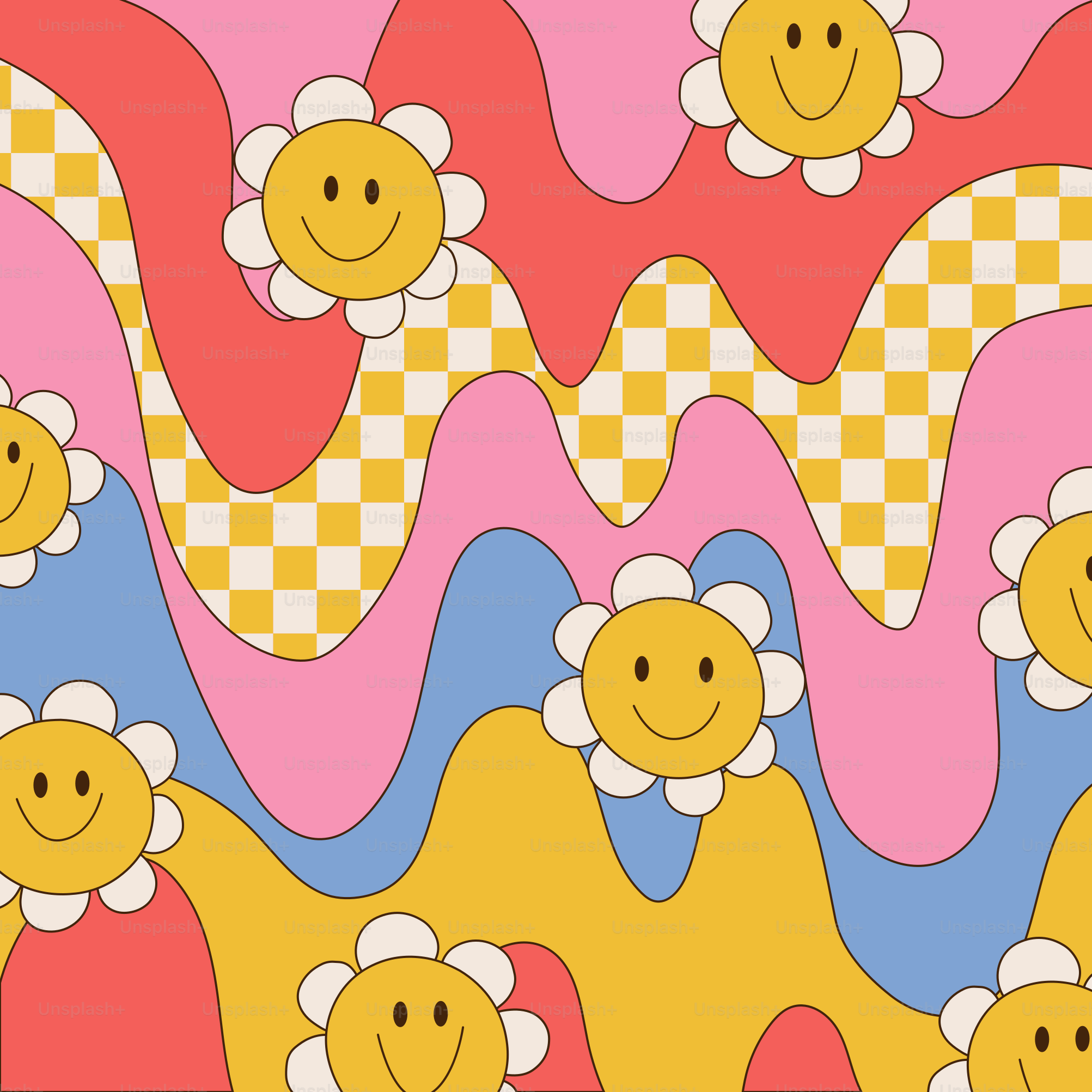Cute hippie and groovy square background with daisy flowers and distorted  waves and checkered pattern. Fashionable backgdrop in 70s, 80s style.  Contour vector illustration vector – Flower Image on Unsplash, image size:3000x3000
