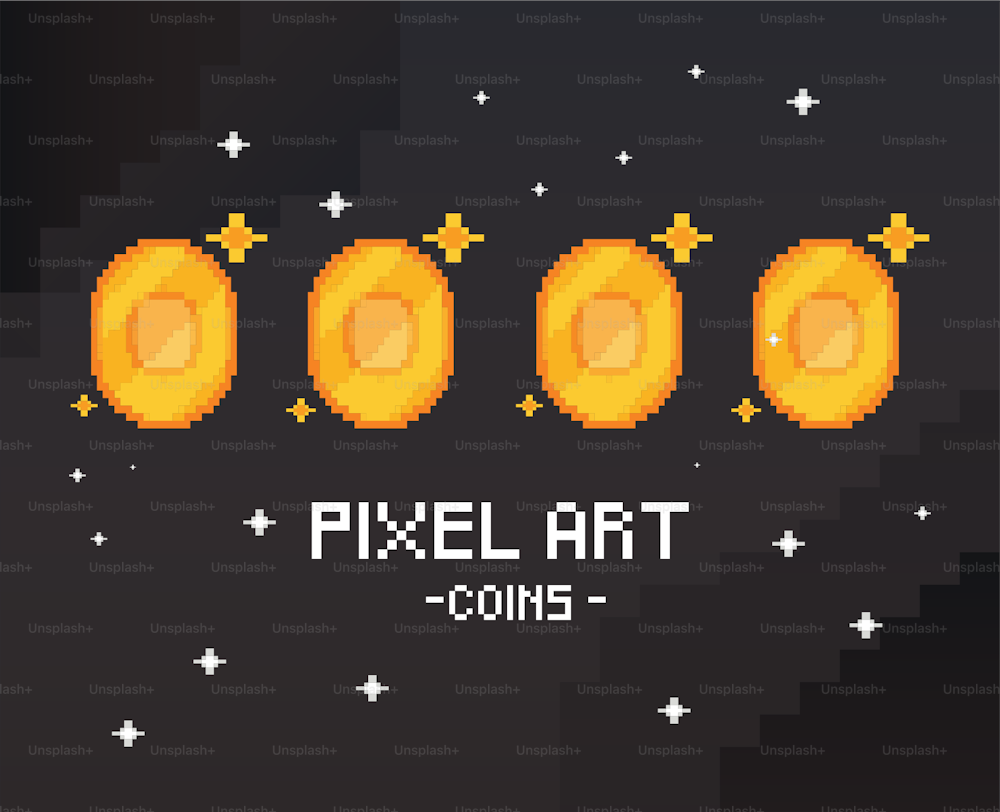 pixel art coins money design