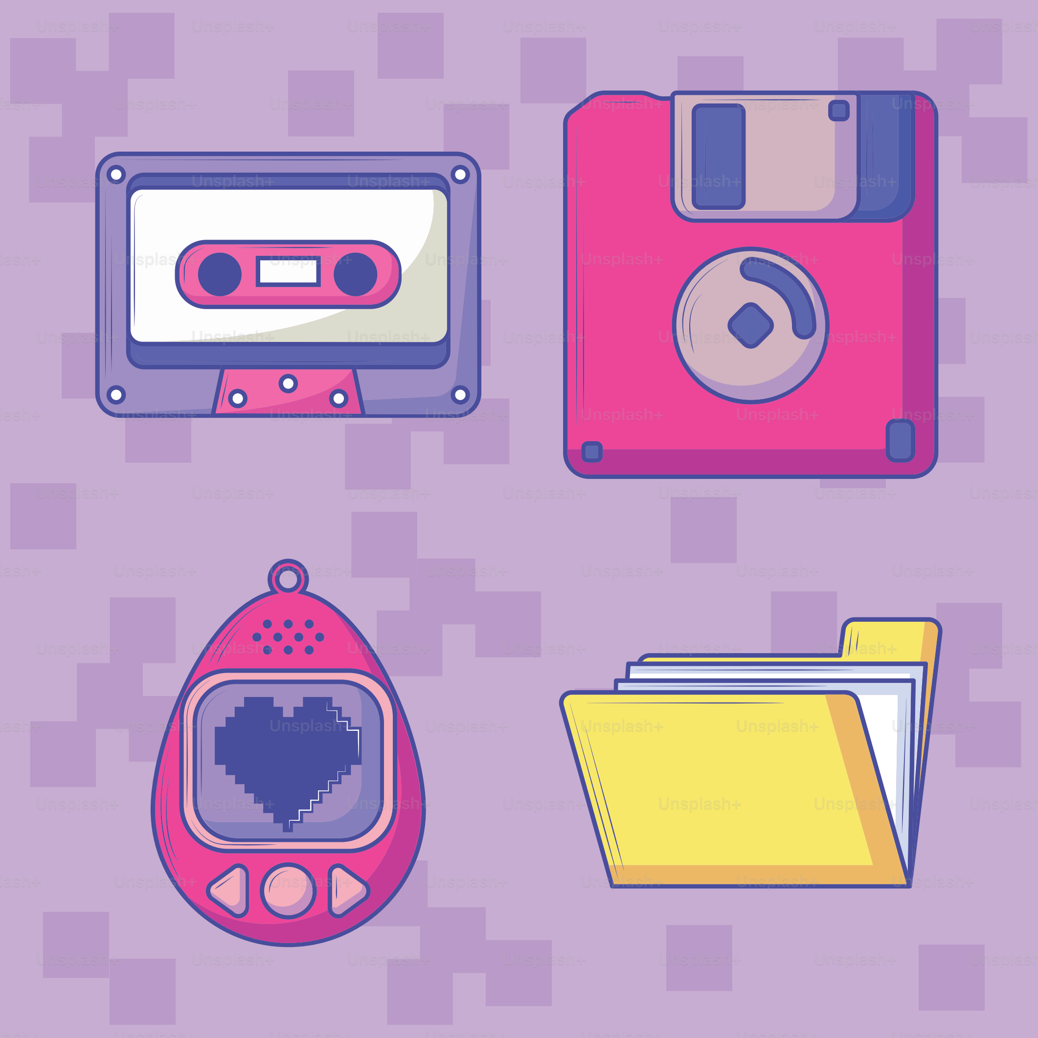 Set de iconos tecnológicos vintage retro